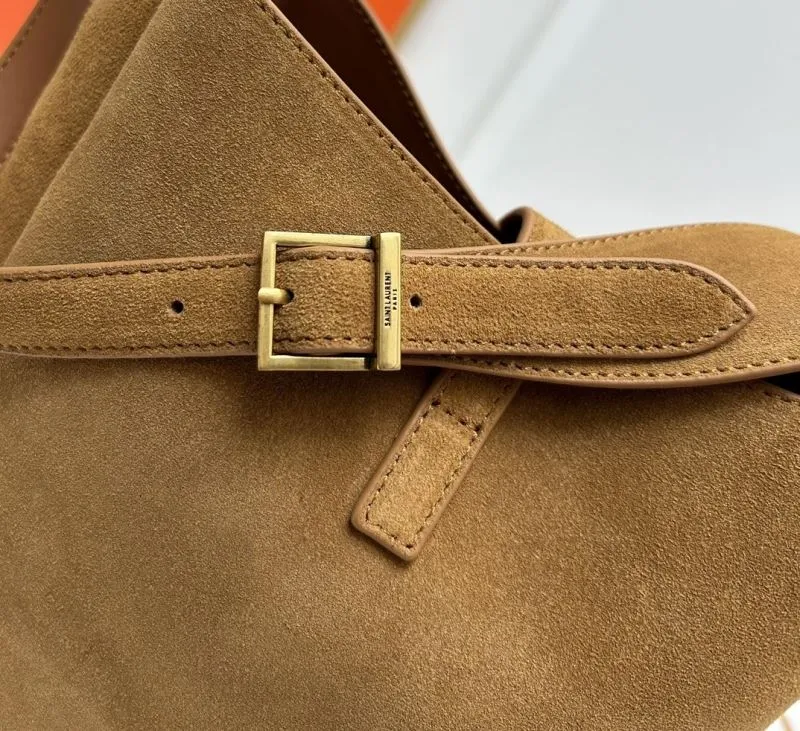 YSL Brown Suede Top Handle Bag KK713938 - Image 6