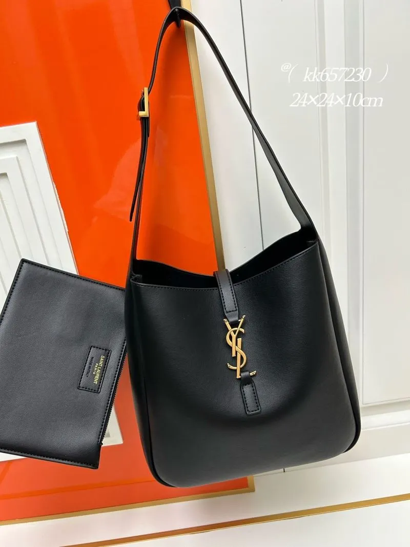 YSL Black Hobo Shoulder Bag 802