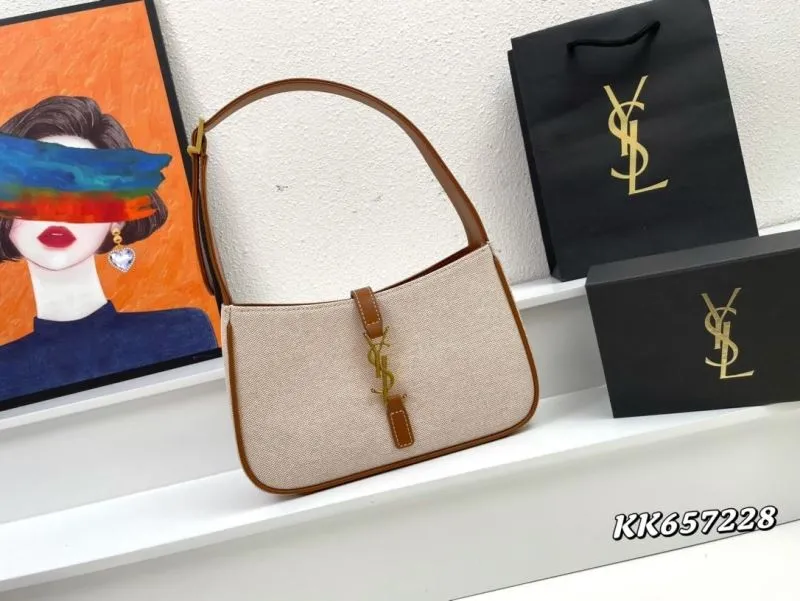 YSL Beige Brown Hobo Shoulder Bag KK657228