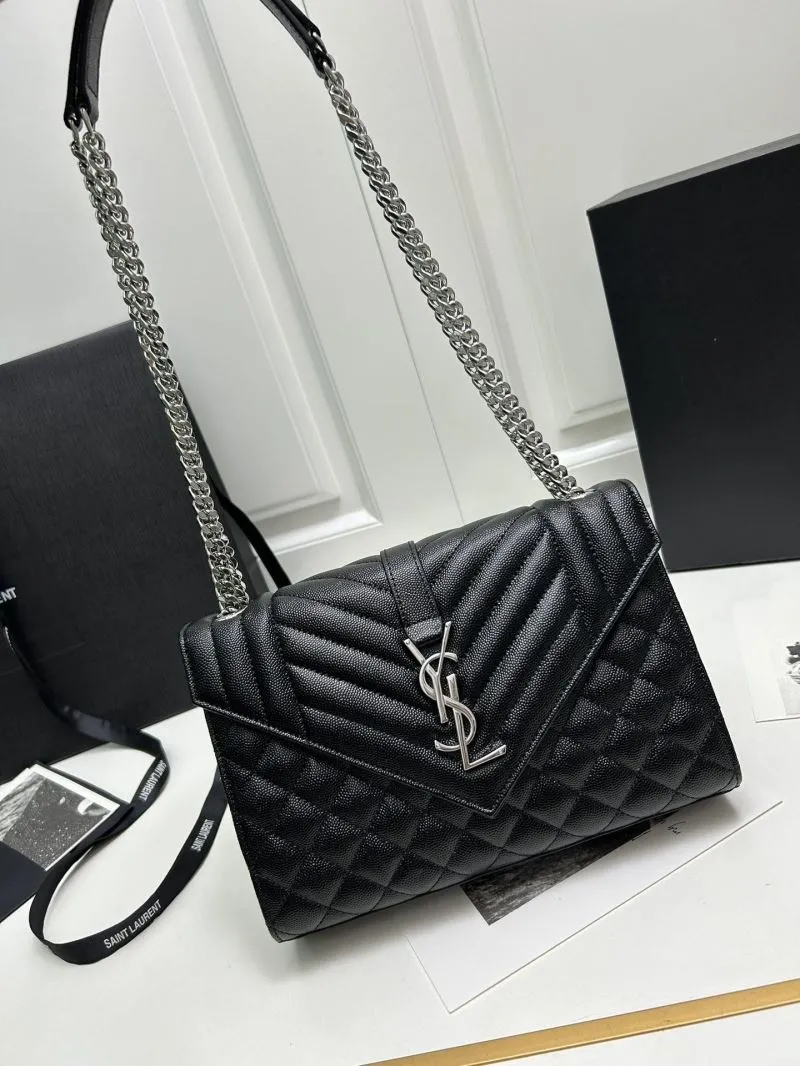 YSL Black Quilted Chain Shoulder Bag 600185 - Image 7