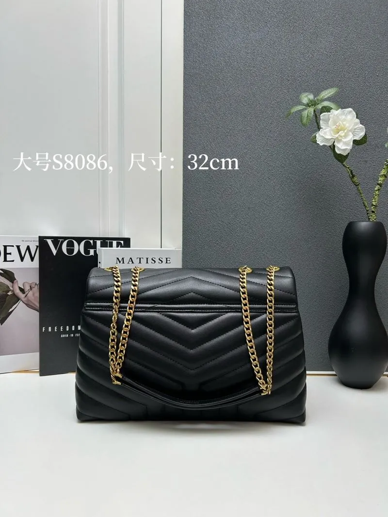 Alternative view of YSL Large Black Quilted Chain Shoulder Bag S8086 32cm