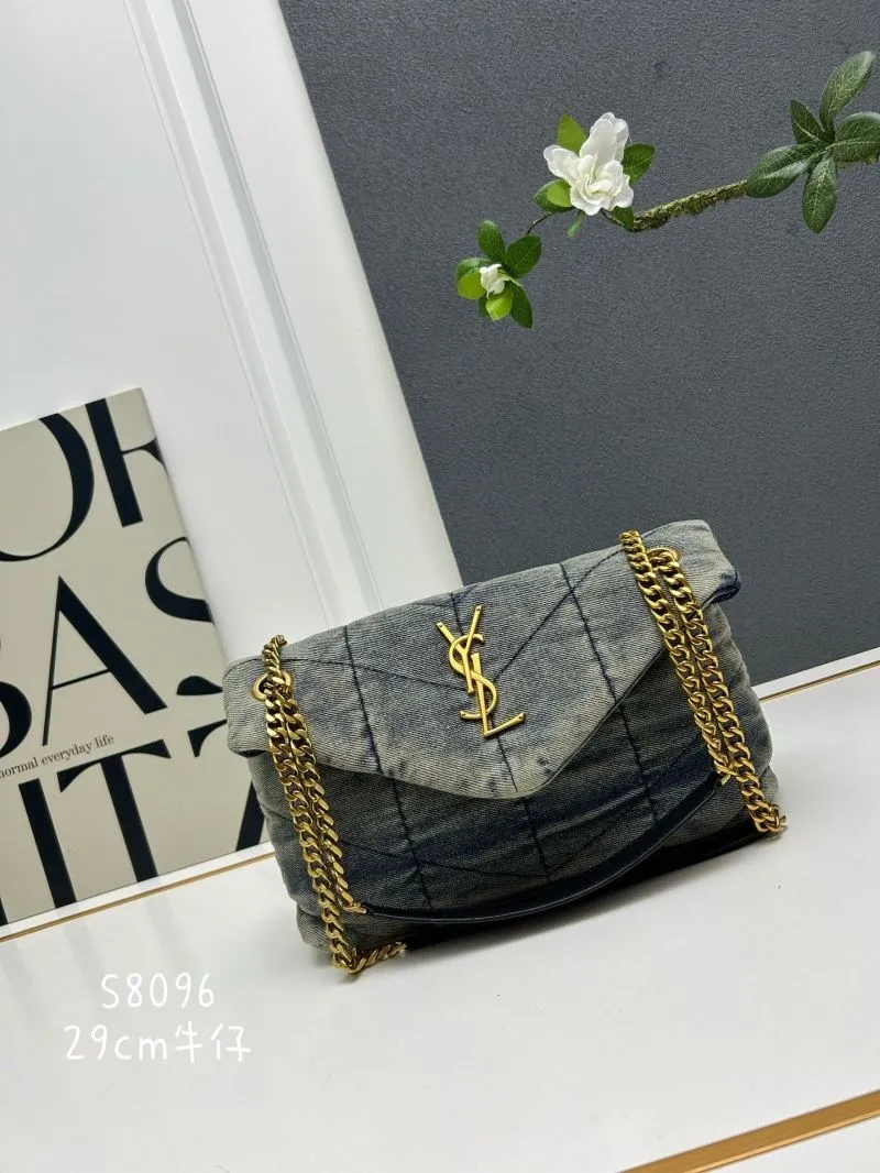 YSL Denim Chain Shoulder Bag S8096 29cm