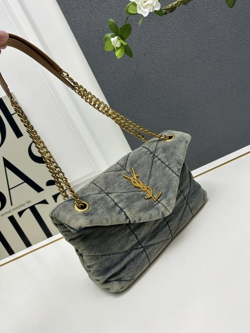 YSL Denim Chain Shoulder Bag S8096 29cm - Image 4