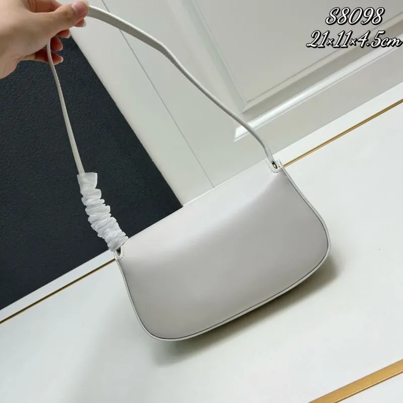 Saint Laurent White Leather Shoulder Bag S8098 - Image 3
