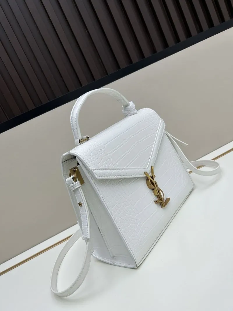 Alternative view of YSL White Croc Embossed Top Handle Bag 6105