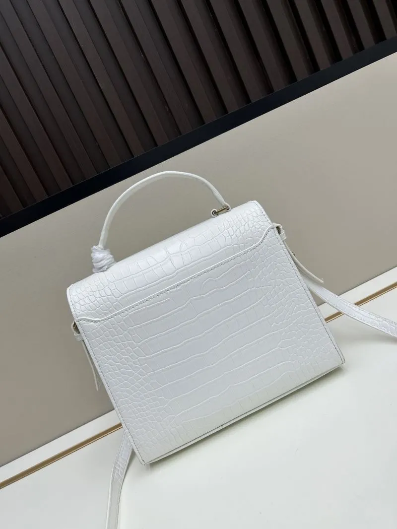 YSL White Croc Embossed Top Handle Bag 6105 - Image 3