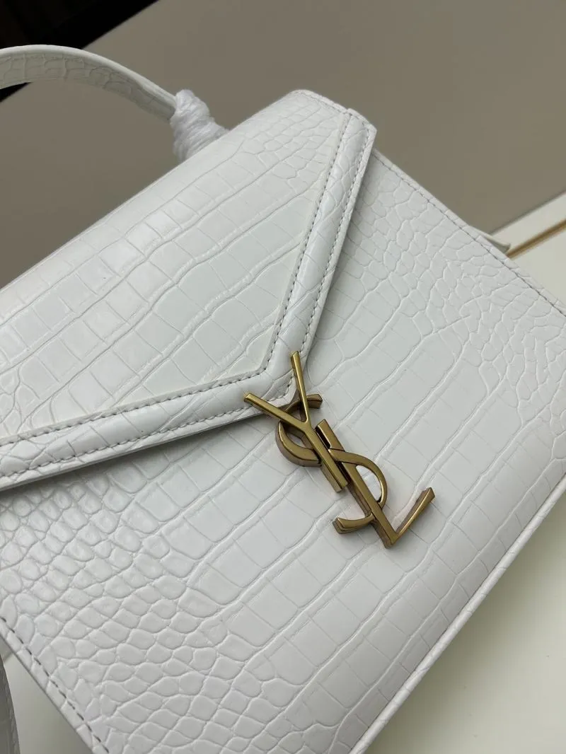 YSL White Croc Embossed Top Handle Bag 6105 - Image 4