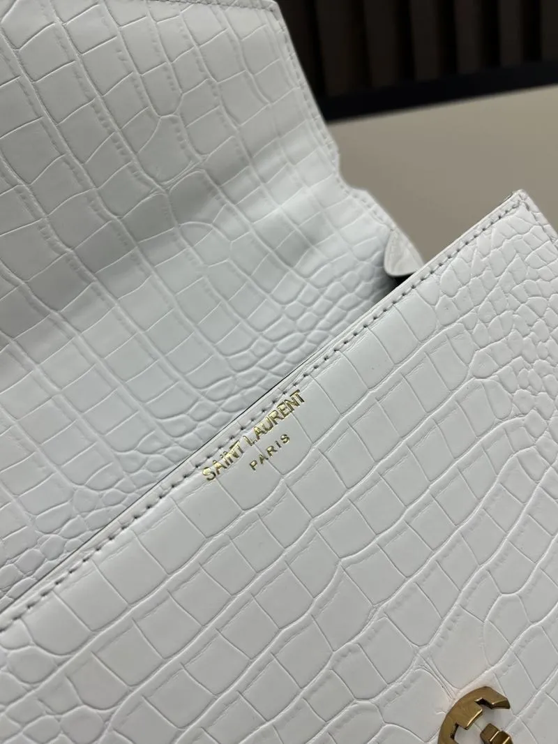 YSL White Croc Embossed Top Handle Bag 6105 - Image 8