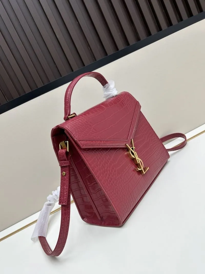 Alternative view of YSL Red Crocodile Embossed Top Handle Bag 6105