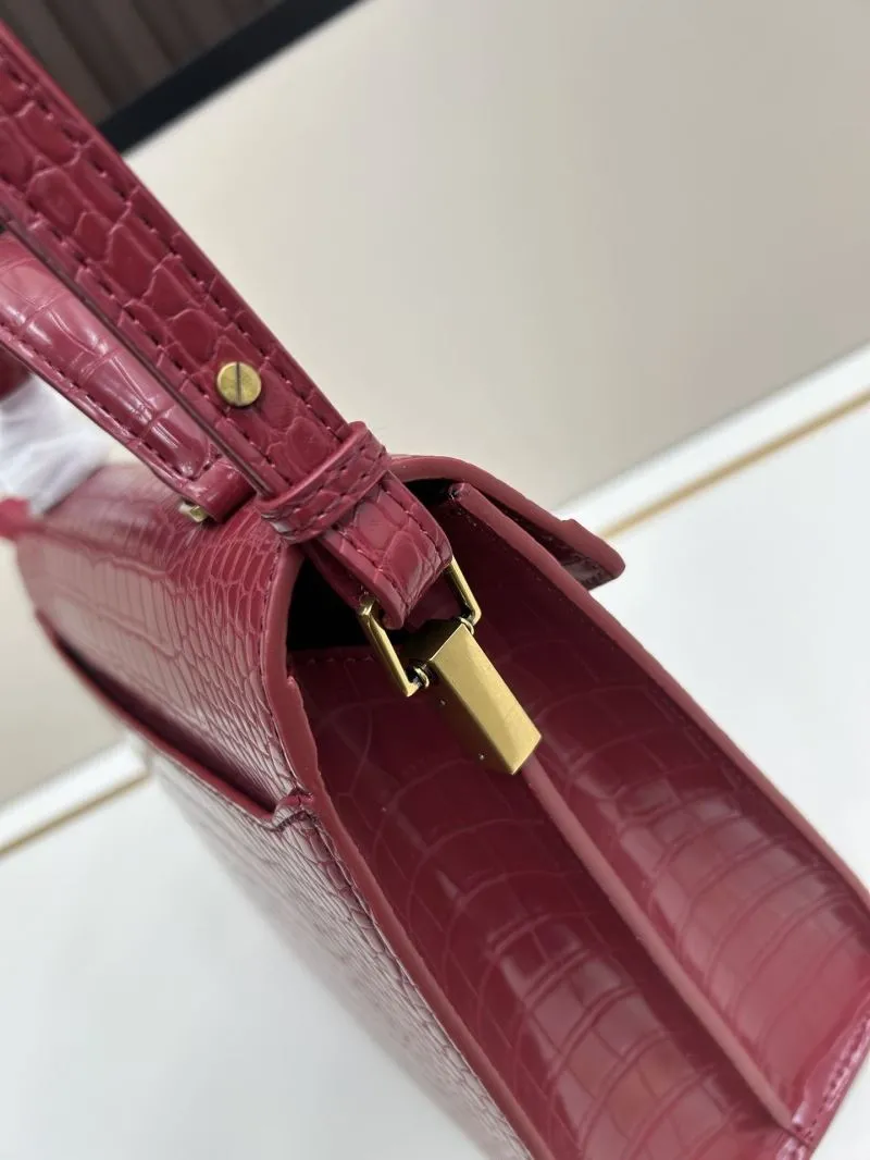 YSL Red Crocodile Embossed Top Handle Bag 6105 - Image 6