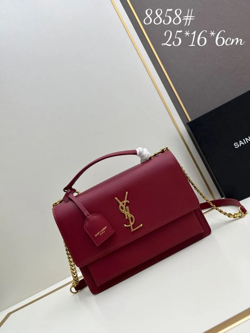 YSL Burgundy Top Handle Crossbody Bag 8858