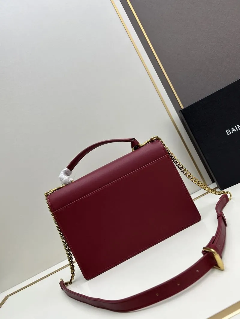 YSL Burgundy Top Handle Crossbody Bag 8858 - Image 3
