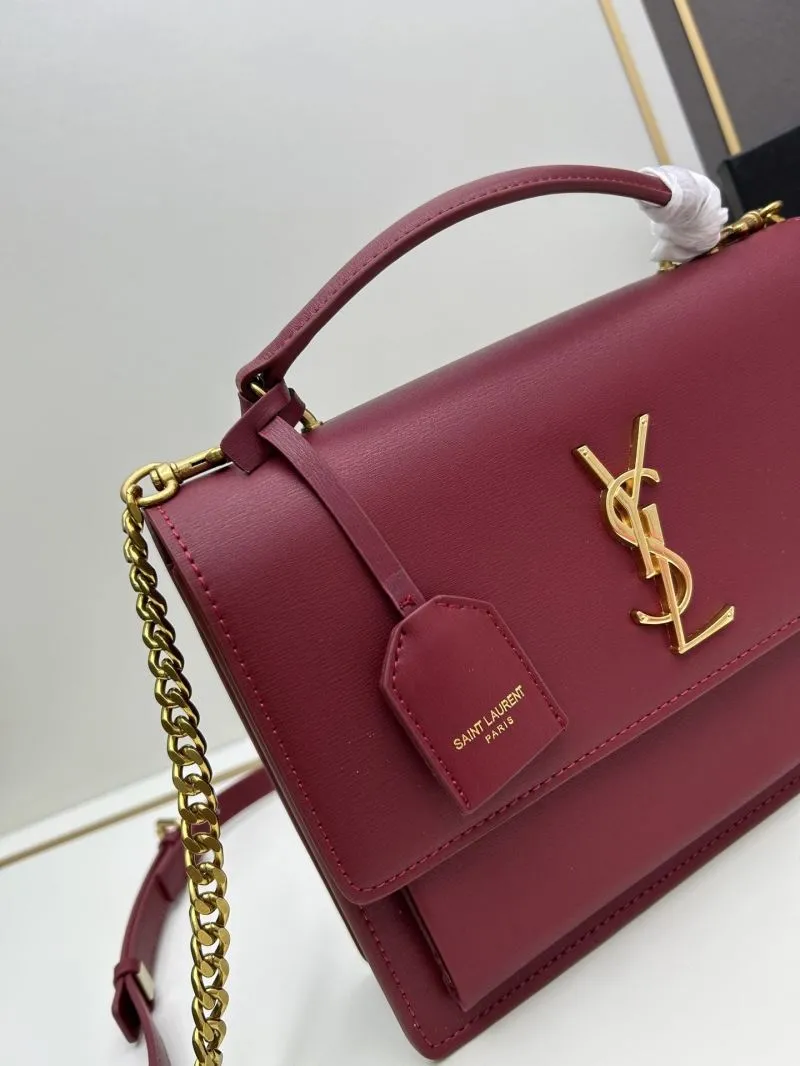 YSL Burgundy Top Handle Crossbody Bag 8858 - Image 4