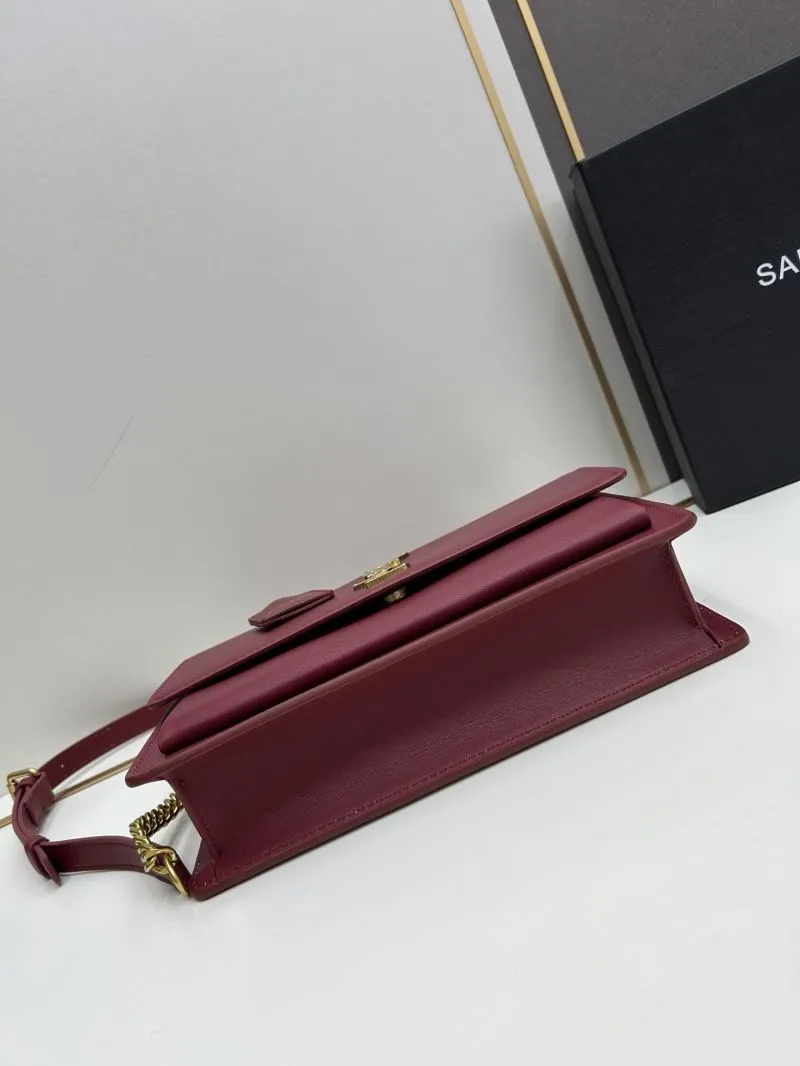 YSL Burgundy Top Handle Crossbody Bag 8858 - Image 5