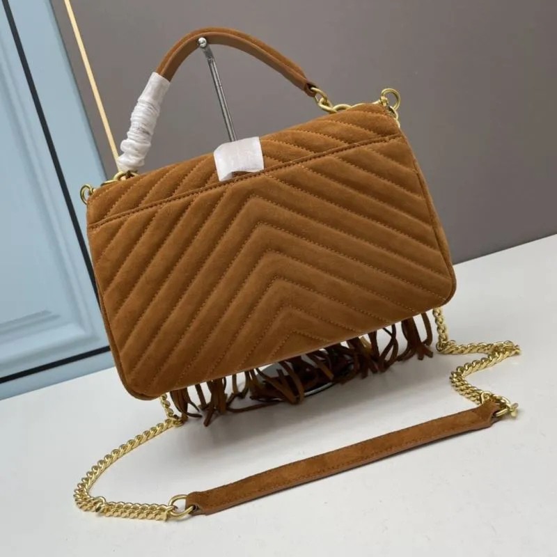 Alternative view of YSL Brown Suede Fringe Top Handle Bag 864