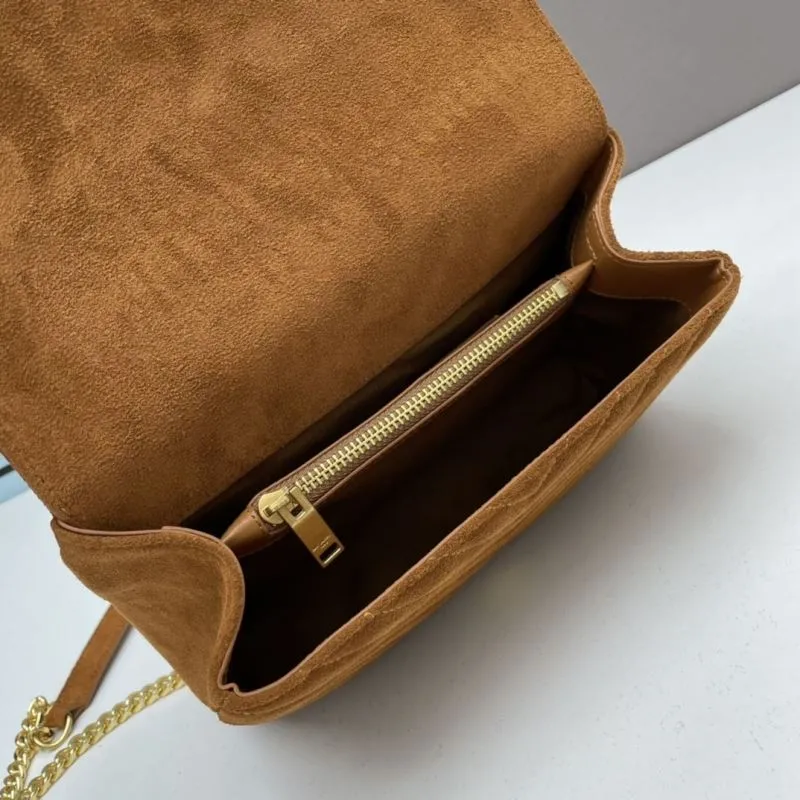 YSL Brown Suede Fringe Top Handle Bag 864 - Image 7