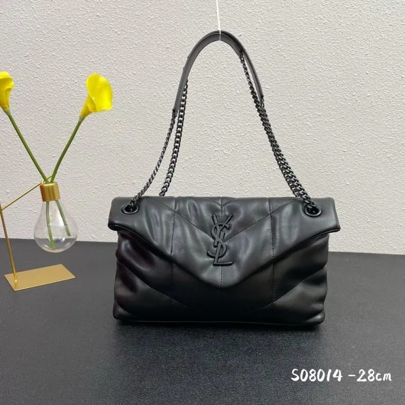 YSL Black Quilted Shoulder Bag S08014 28cm