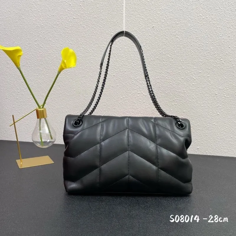 Alternative view of YSL Black Quilted Shoulder Bag S08014 28cm