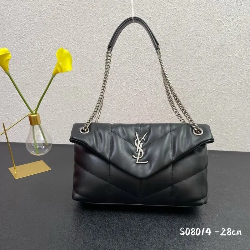 YSL Black Quilted Shoulder Bag S08014 28cm