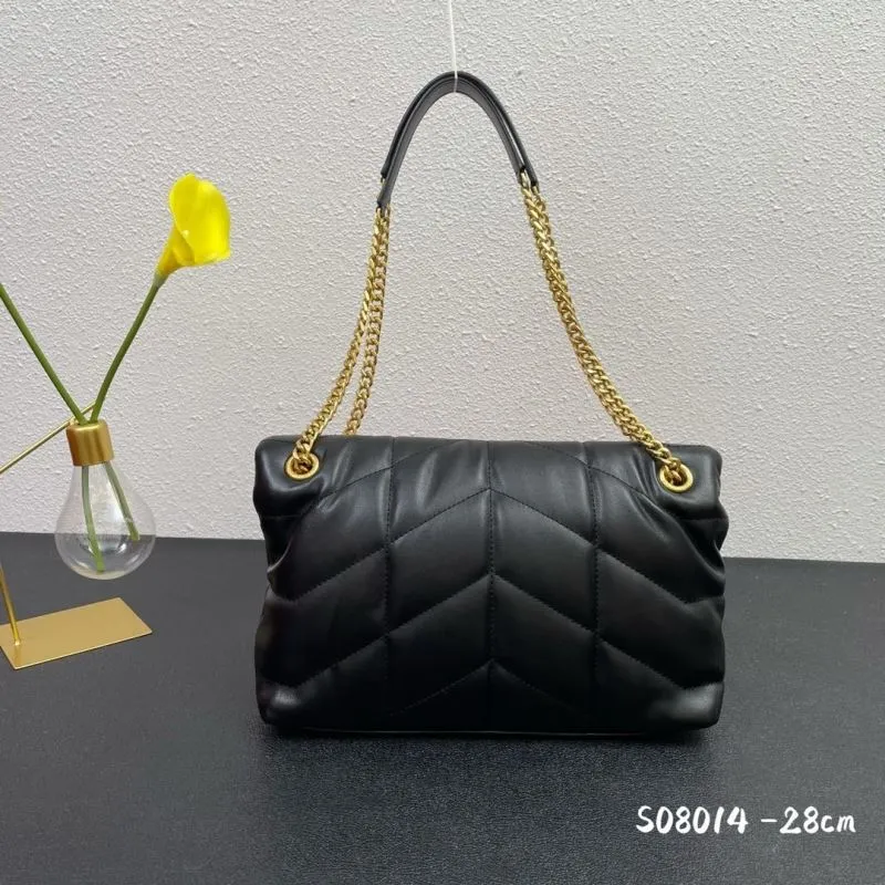 Alternative view of YSL Black Quilted Chain Handbag S08014 28cm