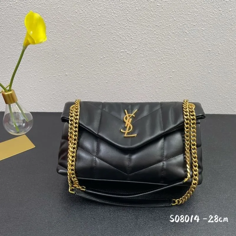 YSL Black Quilted Chain Handbag S08014 28cm - Image 3