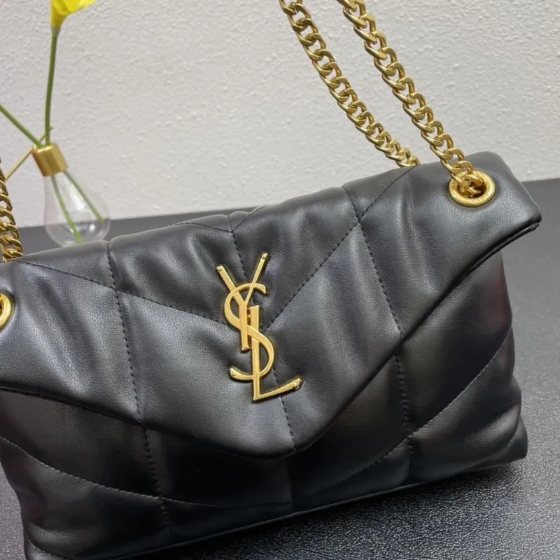 YSL Black Quilted Chain Handbag S08014 28cm - Image 4