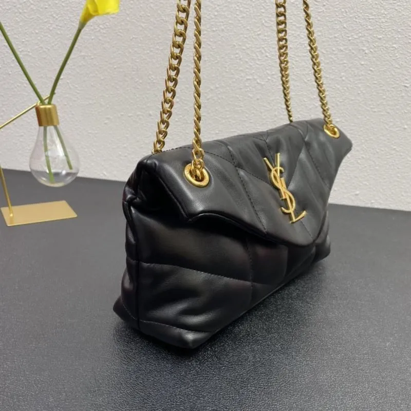YSL Black Quilted Chain Handbag S08014 28cm - Image 5