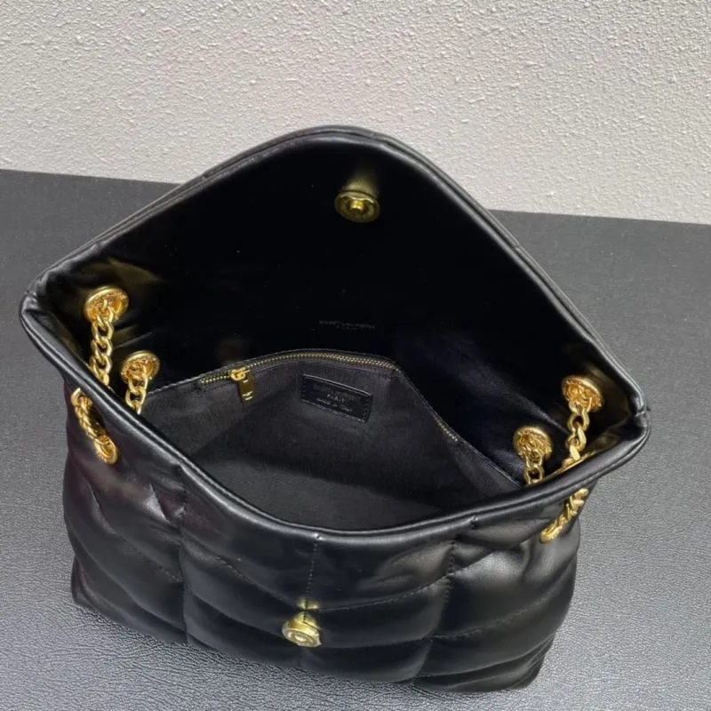 YSL Black Quilted Chain Handbag S08014 28cm - Image 8