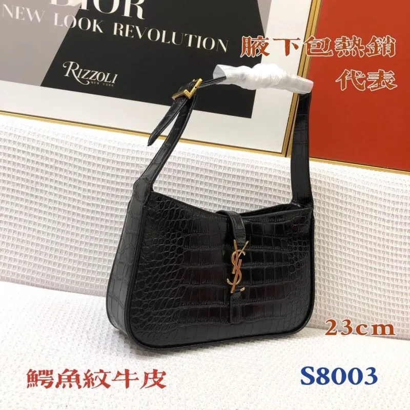 Alternative view of YSL Black Crocodile Embossed Underarm Bag S8003