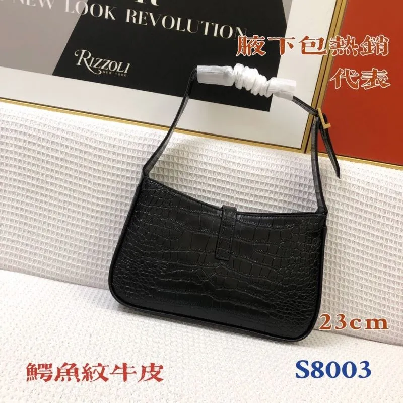 YSL Black Crocodile Embossed Underarm Bag S8003 - Image 3