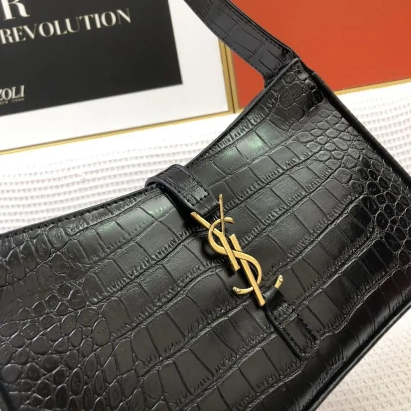 YSL Black Crocodile Embossed Underarm Bag S8003 - Image 5
