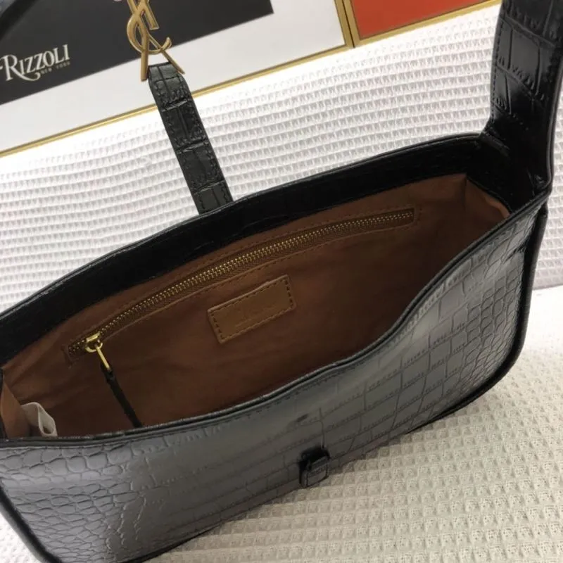 YSL Black Crocodile Embossed Underarm Bag S8003 - Image 8