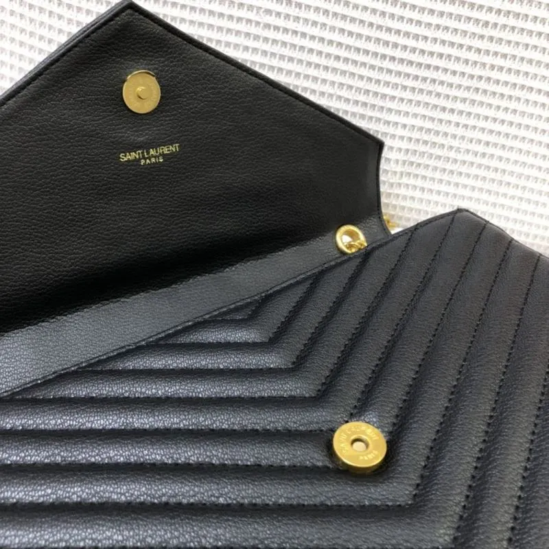 YSL 86032 Black Chevron Quilted Leather Chain Shoulder Bag 30cm - Image 7
