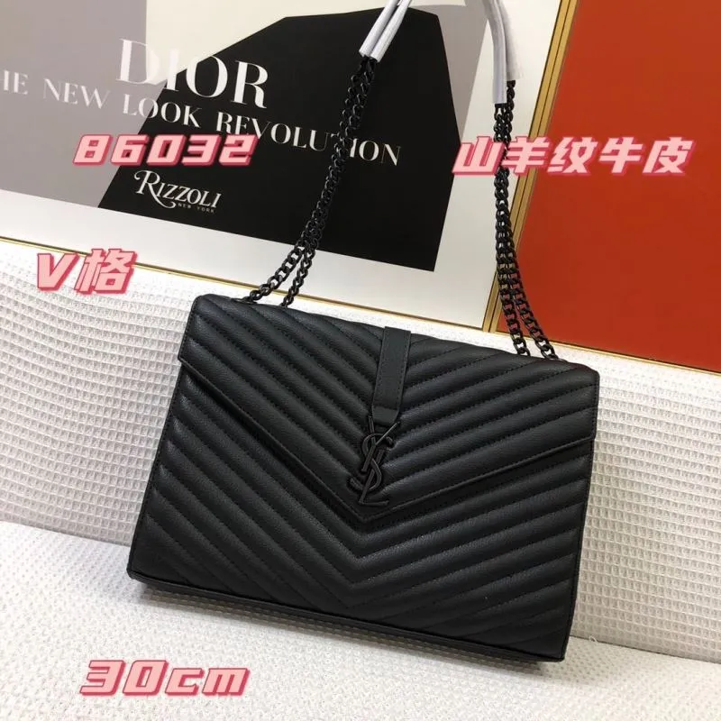 YSL Black V-Quilted Leather Shoulder Bag 86032