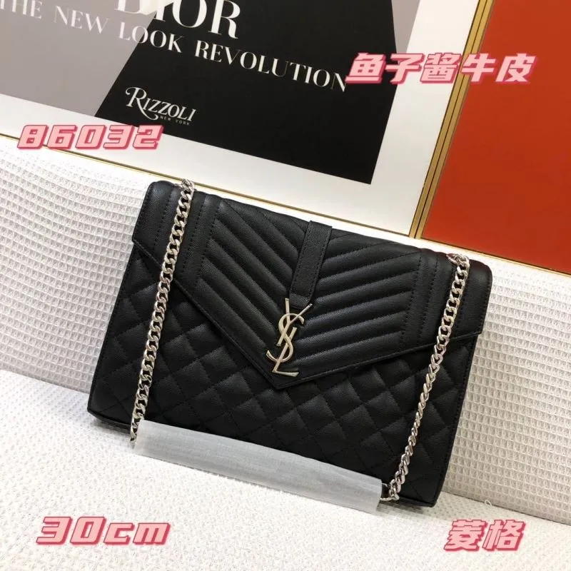 YSL Black Caviar Leather Chain Shoulder Bag 30cm 86032
