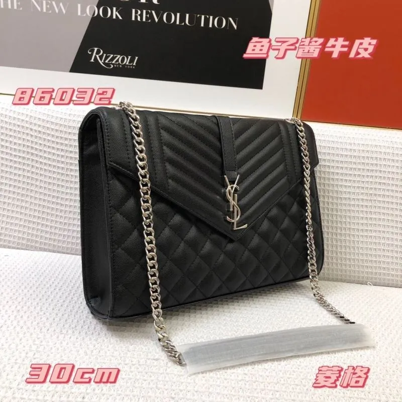Alternative view of YSL Black Caviar Leather Chain Shoulder Bag 30cm 86032