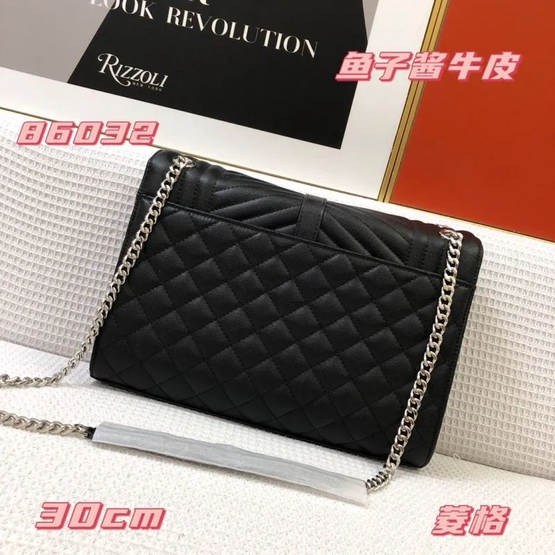 YSL Black Caviar Leather Chain Shoulder Bag 30cm 86032 - Image 3