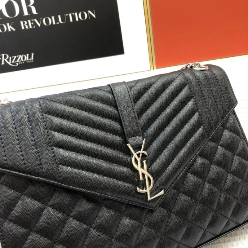 YSL Black Caviar Leather Chain Shoulder Bag 30cm 86032 - Image 4