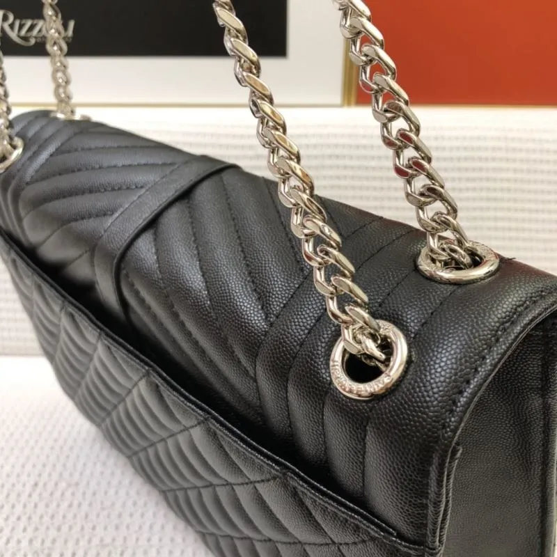 YSL Black Caviar Leather Chain Shoulder Bag 30cm 86032 - Image 5