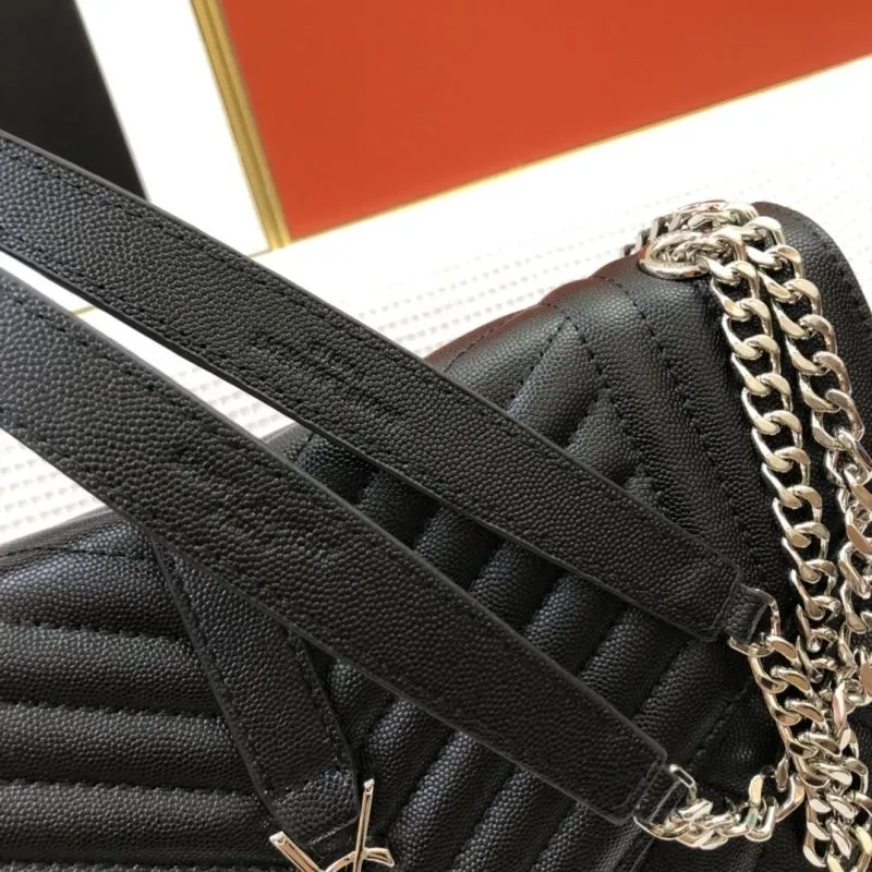 YSL Black Caviar Leather Chain Shoulder Bag 30cm 86032 - Image 6