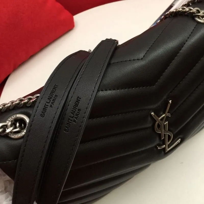 YSL Black Chevron Chain Shoulder Bag 6966 - Image 6