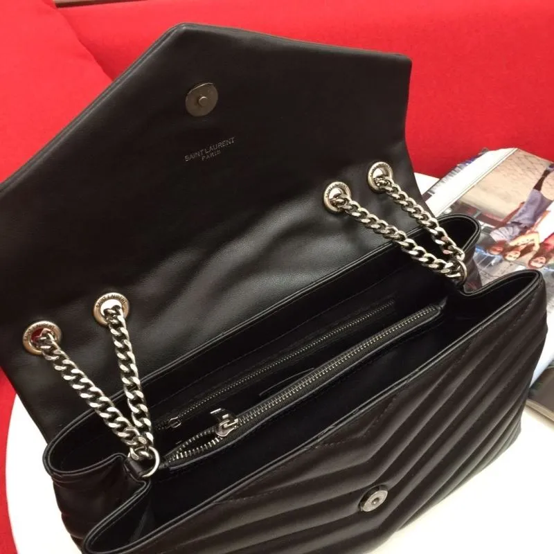 YSL Black Chevron Chain Shoulder Bag 6966 - Image 8