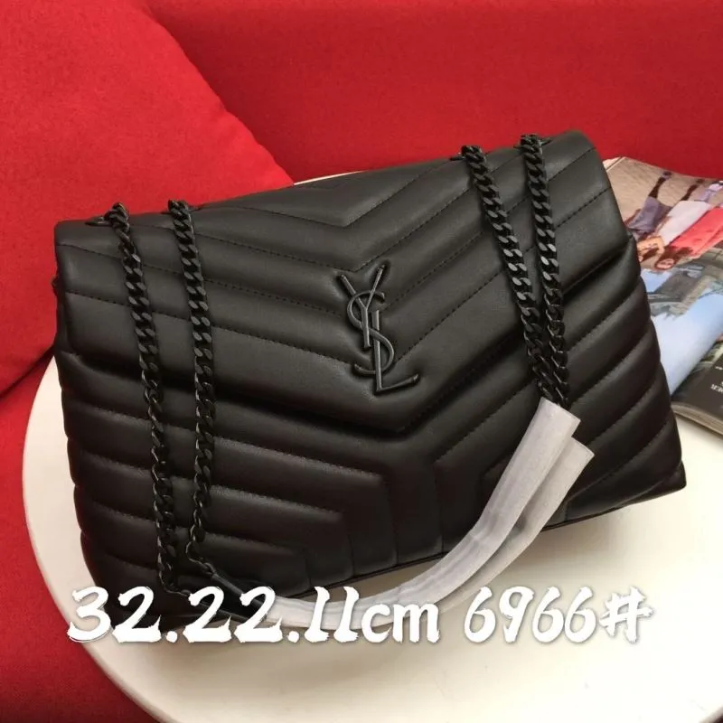 YSL Black Quilted Chain Shoulder Bag 6966