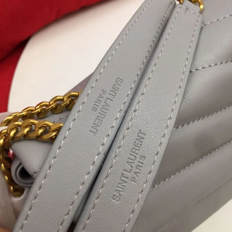 YSL Gray Quilted Chain Shoulder Bag 6966 - Image 6