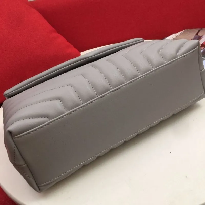 YSL Gray Quilted Chain Shoulder Bag 6966 - Image 7