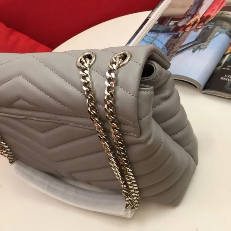 YSL Gray Chain Shoulder Bag 6966 - Image 5