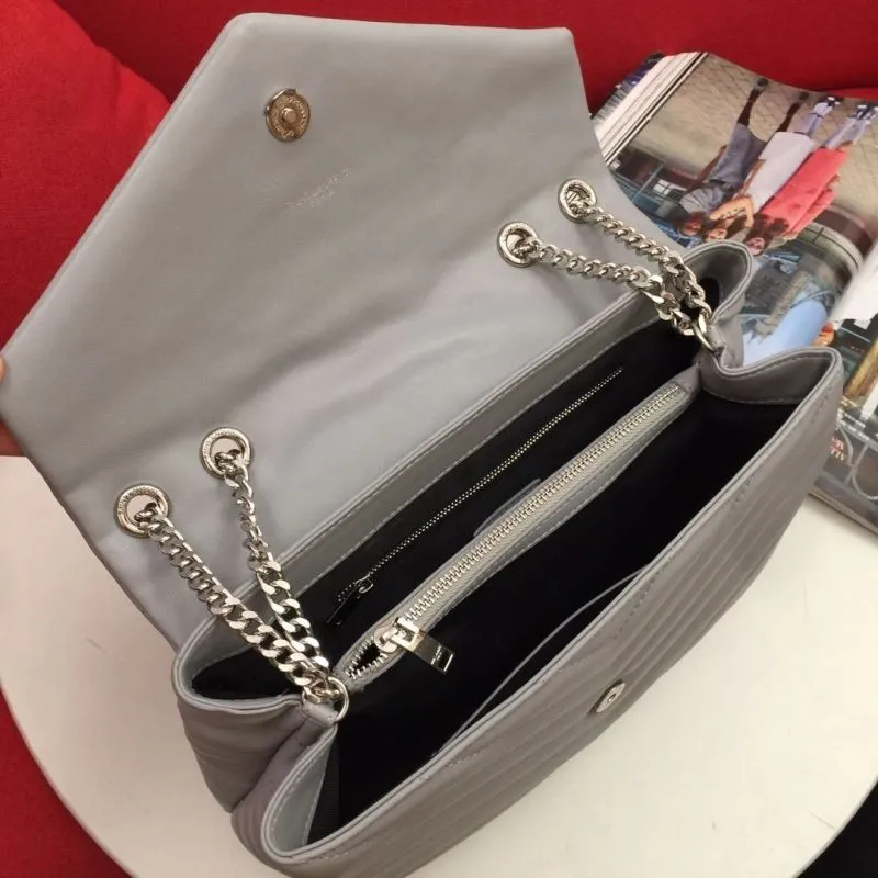 YSL Gray Chain Shoulder Bag 6966 - Image 8