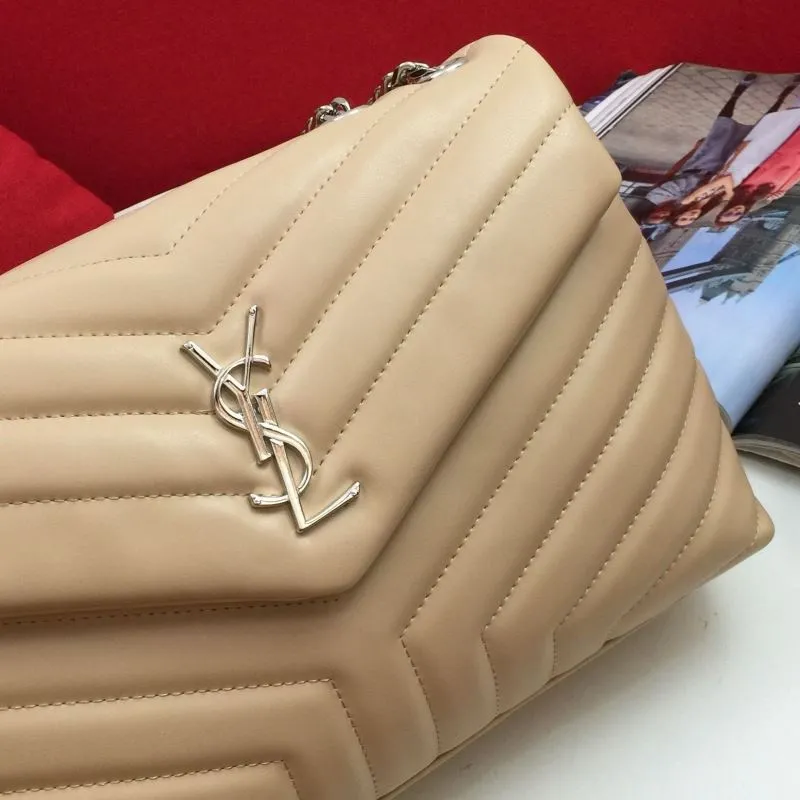YSL Beige Quilted Chain Shoulder Bag 6966 - Image 3