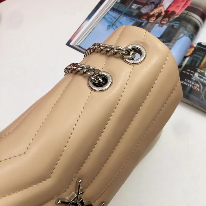 YSL Beige Quilted Chain Shoulder Bag 6966 - Image 4