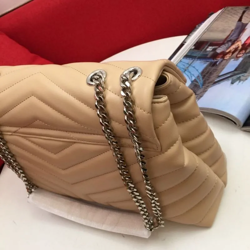 YSL Beige Quilted Chain Shoulder Bag 6966 - Image 5